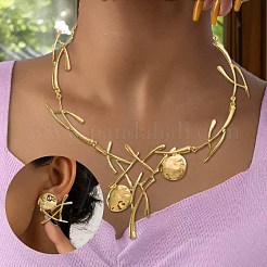 ranch & Flat Round Alloy Pendant Necklaces & Stud Earrings Sets&nbsp;FS-WGF5692-01