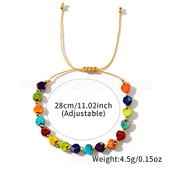 Adjustable Heart Natural Imperial Jasper & Brass Beaded Braided Bead Bracelets&nbsp;ZY5726