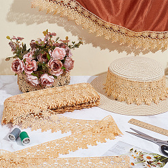Polyester Flower Lace Ribbon&nbsp;OCOR-WH0105-156D