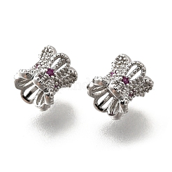 Brass Micro Pave Magenta Cubic Zirconia Beads&nbsp;KK-M318-24P-01
