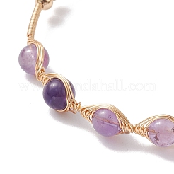 4Pcs 4 Style Natural Mixed Gemstone Round Beaded Cuff Bangles Set&nbsp;BJEW-JB10112