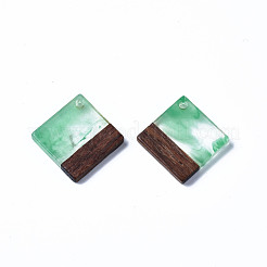 Transparent Resin & Walnut Wood Pendants&nbsp;RESI-T035-31A