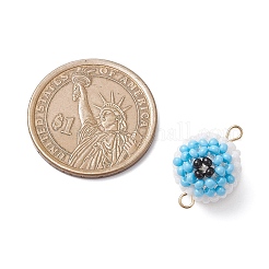 Halloween Glass Peal & Glass Seed Beaded Round Eye Links Connector Charms&nbsp;PALLOY-MZ00948-07