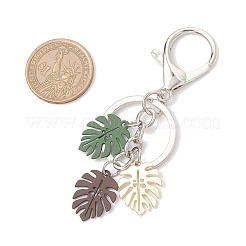 Tropical Leaf Baking Paint Alloy Pendant Keychains&nbsp;KEYC-JKC01270-01