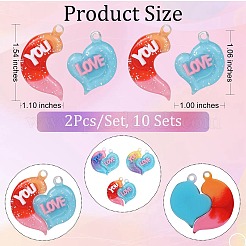 10 Sets Gradient Color Opaque Resin Pendants&nbsp;RESI-SZ0001-91A
