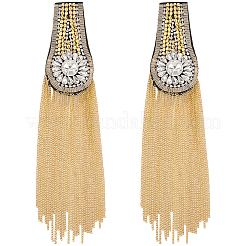 2Pcs Felt & Iron & Rhinestone Tassel Epaulette&nbsp;AJEW-CN0007-74C-G
