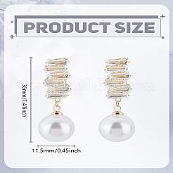 1 Pair Round Brass Micro Pave Cubic Zirconia Dangle Stud Earrings for Women&nbsp;EJEW-LP0003-64