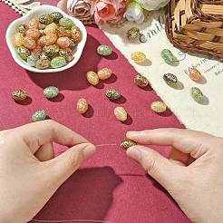 50Pcs Golden Metal Enlaced Opaque Acrylic Beads&nbsp;OACR-CJ0001-78
