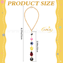 3Pcs Evil Eye Plastic with Iron Pendant Decorations&nbsp;HJEW-CN0001-26