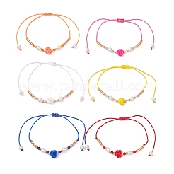 6Pcs Glass Seed Bead & Resin Braided Beaded Bracelets&nbsp;BJEW-MZ00307