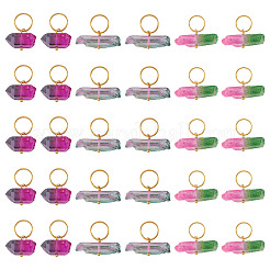 30Pcs 3 Colors Electroplated Natural Quartz Crystal Pendants&nbsp;PALLOY-TAC0227