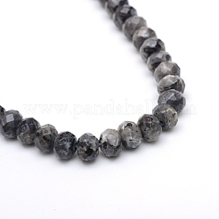 Faceted Rondelle Dyed Natural Sesame Jasper/Kiwi Jasper Bead Strands&nbsp;G-R343-6x8-20