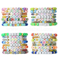 30Pcs 30 Styles Polymer Clay & Glass Beaded Stretch Bracelet Sets&nbsp;BJEW-SW001584