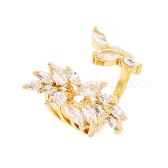 Brass Micro Pave Clear Cubic Zirconia Cuff Rings for Women&nbsp;RJEW-U047-25G