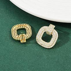 Brass Micro Pave Clear Cubic Zirconia Stud Earrings&nbsp;EJEW-K312-09G