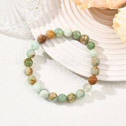 Natural Green Quartz Round Beads Stretch Bracelets for Women Men&nbsp;BJEW-JB13862