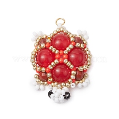 3Pcs 3 Colors Handmade Glass Seed Beads Loom Pattern Pendants&nbsp;PALLOY-MZ00361