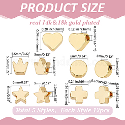 60Pcs 5 Styles Brass Beads&nbsp;KK-ME0002-71