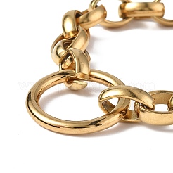 PVD Vacuum Plating 304 Stainless Steel Ring & Oval Link Chain Bracelets for Women Men&nbsp;BJEW-P287-01G