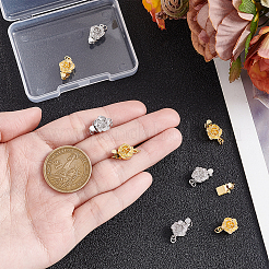 8Pcs 2 Colors Flower Brass Box Clasps&nbsp;KK-AR0004-84
