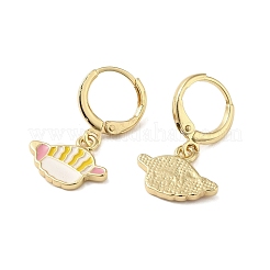 Real 18K Gold Plated Brass Dangle Leverback Earrings&nbsp;EJEW-L268-021G-01
