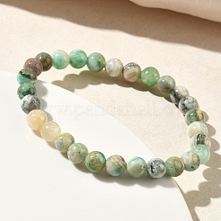 Natural Green Line Jasper Round Beaded Stretch Bracelets for Women&nbsp;BJEW-F535-02A