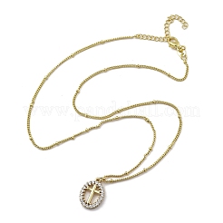Brass Clear Cubic Zirconia Pendant Necklaces for Women&nbsp;NJEW-D305-03G-01