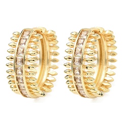 Brass Micro Pave Clear Cubic Zirconia Hoop Earrings&nbsp;EJEW-D351-09G