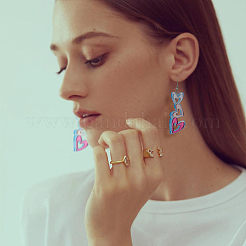 3 pairs 3 style Acrylic Heart Dangle Stud Earrings with Steel Iron Pins for Women&nbsp;EJEW-FI0001-65