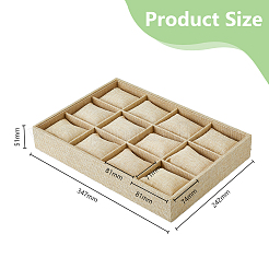 12 Slots Wooden Covered with Linen Bracelet & Bangle & Watch Display Trays&nbsp;BDIS-WH0008-12