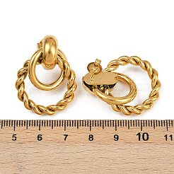 304 Stainless Steel Twist Ring Dangle Stud Earrings&nbsp;EJEW-K268-22G
