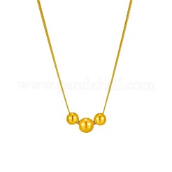 201 Stainless Steel 3 Round Graduated Beaded Pendant Necklaces&nbsp;FS-WGD22DA-02