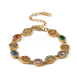Ocean Theme 304 Stainless Steel Rhinestone Link Chain Bracelets for Women&nbsp;SA-CBA183D-09A-G