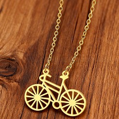 304 Stainless Steel Bicycle Pendant Necklaces for Men Women&nbsp;WGD5F94-01