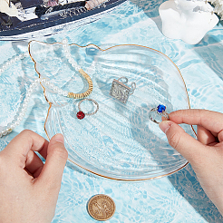 1Pc Ocean Series Transparent Gold Rim Glass Jewelry Plates&nbsp;AJEW-SC0002-79A