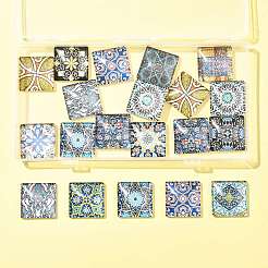 20Pcs Printed Glass Flat Back Cabochons&nbsp;GGLA-FS0001-21