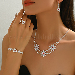 Alloy Flower Bracelets & Earrings & Necklaces & Rings Sets for Women&nbsp;LA6094