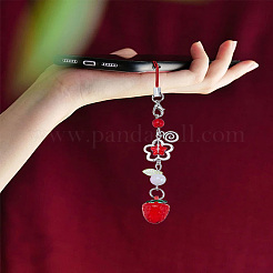 2Pcs 2 Colors Plastic Strawberry Beads Mobile Straps&nbsp;HJEW-LP0001-21