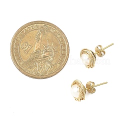 Shell Pearl 304 Stainless Steel Stud Earrings&nbsp;EJEW-JE06697