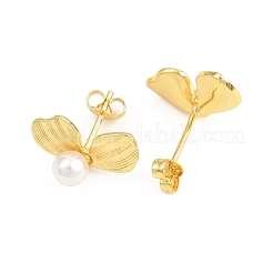 Leaf Brass Stud Earrings&nbsp;EJEW-D351-02G