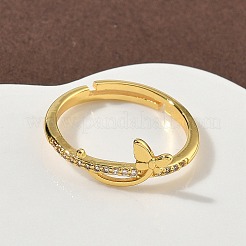 Brass Micro Pave Cubic Zirconia Finger Rings&nbsp;RJEW-H258-05G