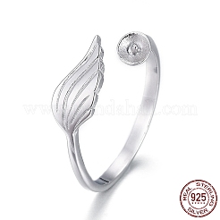 Rhodium Plated 925 Sterling Silver Cuff Rings&nbsp;STER-F048-17P