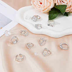 10Pcs 10 Style Alloy & Stainless Steel Open Cuff Ring&nbsp;RJEW-FI0001-13