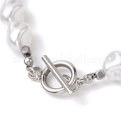 Nuggets Plastic Imitation Pearl & Glass & Synthetic Non-magnetic Hematite Beaded Bracelets for Women&nbsp;BJEW-JB10569