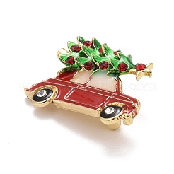 Colorful Christmas Tree with Car Enamel Pin with Rhinestone&nbsp;JEWB-A004-13G