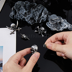 4Pcs 4 Styles Skull Alloy Brooches&nbsp;AJEW-FH0005-59AS