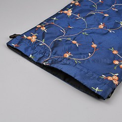 Embroidery Flower Burlap Packing Pouches Drawstring Bags&nbsp;ABAG-WH0048-39B