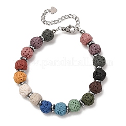 Chakra Dyed Round Natural Lava Rock Beaded Bracelets&nbsp;GG-CBA922D-03