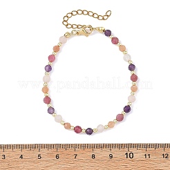 Natural Amethyst & Tourmaline & Sunstone & Rose Quartz Round Beaded Necklaces and Bracelet Set&nbsp;SJEW-JS01383