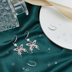 2 Pairs Rhodium Plated 925 Sterling Silver Earring Hooks&nbsp;DIY-CN0002-87